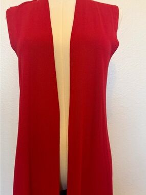 Peter Nygard Red Long Open-Front Sweater Vest